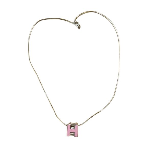 Hermès Cages d’H “H” Cube Pendant Necklace Pink Enamel  (With Box) - Picture 1 of 4
